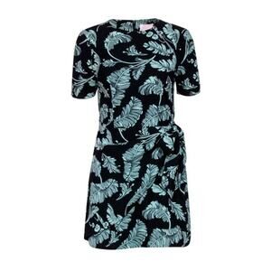 Cinq a Sept Bia Crewneck Tie-side Palm-print Mini Dress